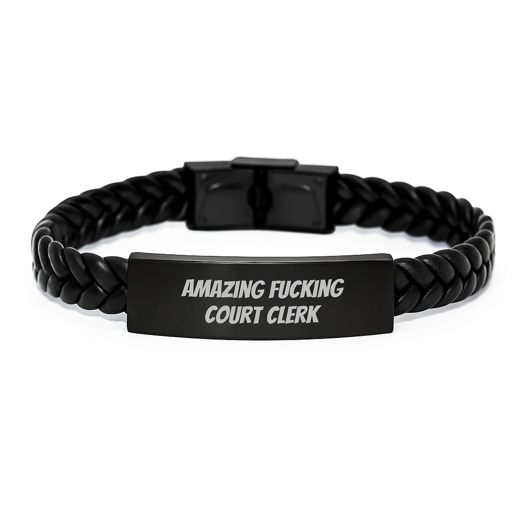 Funny Court Clerk Gifts, Amazing Court Clerk Interlaced Leather Bracelet, Graduation Unique Gifts for Court Clerk from Friends, Coworkers, Family