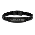 Funny Surgeon Gifts for Surgeon Friends - Mother's Day Unique Gifts from Men to Women - Interlaced Leather Bracelet for Surgeon - Image 1