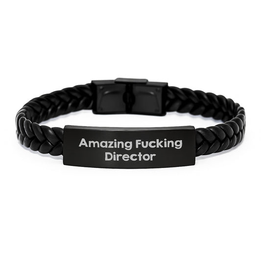 Funny Director Gifts Interlaced Leather Bracelet for Him from Men, Unique Graduation Accessories - Image 1