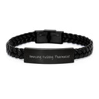 Funny Pharmacist Gifts - Amazing F--king Pharmacist Interlaced Leather Bracelet, Birthday Unique Gifts from Friends to Pharmacist