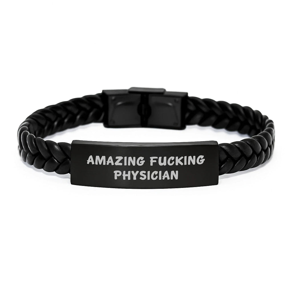 Inspirational Physician Gifts from Friends - Amazing Quote Interlaced Leather Bracelet, Birthday Unique Gifts for Men Women