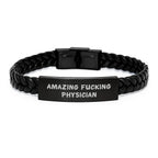 Inspirational Physician Gifts from Friends - Amazing Quote Interlaced Leather Bracelet, Birthday Unique Gifts for Men Women