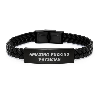 Inspirational Physician Gifts from Friends - Amazing Quote Interlaced Leather Bracelet, Birthday Unique Gifts for Men Women - Image 1