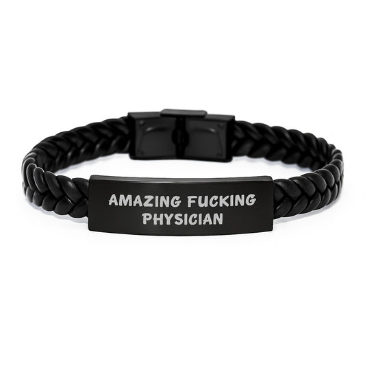 Inspirational Physician Gifts from Friends - Amazing Quote Interlaced Leather Bracelet, Birthday Unique Gifts for Men Women - Image 1
