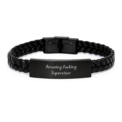 Funny Supervisor Gift Ideas - Supervisor Interlaced Leather Bracelet Gifts from Friends to Supervisor for Christmas Unique Gifts - Image 1