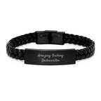 Funny Underwriter Gifts from Friends, Underwriter Interlaced Leather Bracelet for Graduation, 'Amazing F--king Underwriter' Quote, Men or Women's Unique Gift