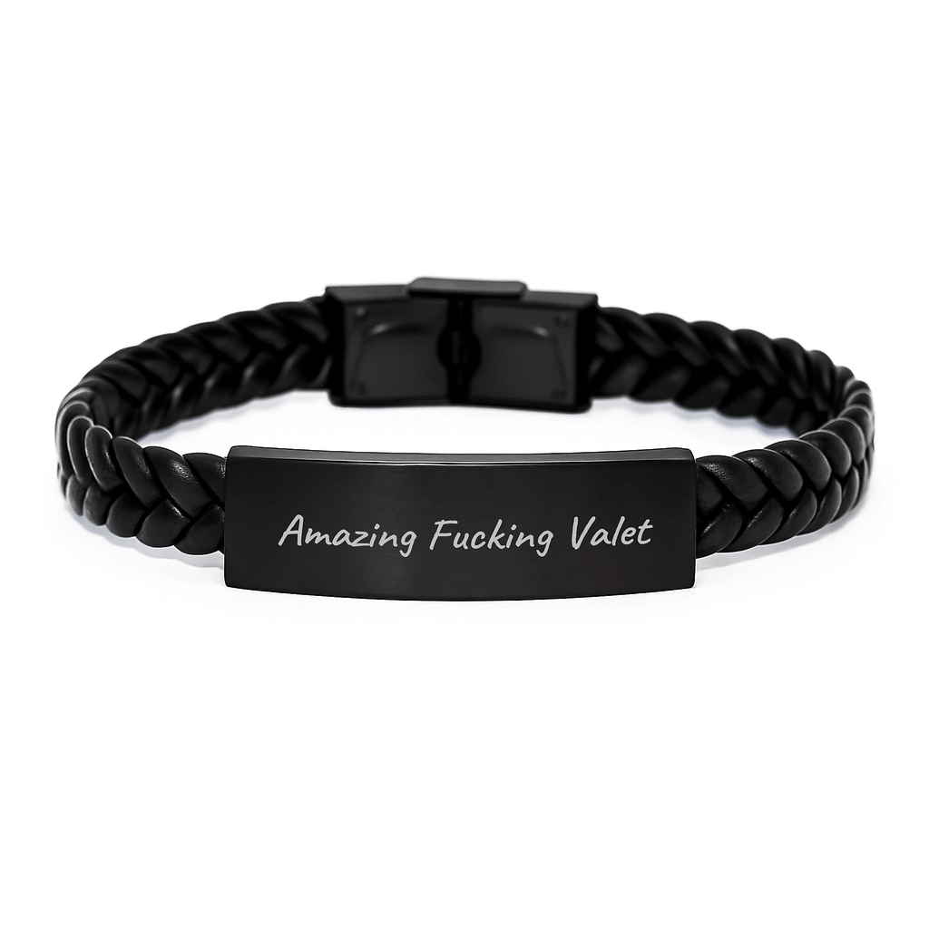 Funny Valet Gifts from Men to Valet for Valentine's - Interlaced Leather Bracelet with Stainless Steel and PU Leather - Image 1