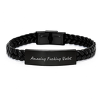 Funny Valet Gifts from Men to Valet for Valentine's - Interlaced Leather Bracelet with Stainless Steel and PU Leather - Image 1