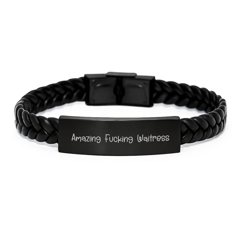 Funny Waitress Quotes Interlaced Leather Bracelet Gifts for Waitress Women Friends - Unique Christmas Unique Gifts from Men