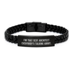 Sexy Architect Gift, Funny Quote for Architect Friends, Interlaced Leather Bracelet for Men