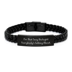 Funny Biologist Gifts - I'm That Sexy Biologist Everybody's Talking About. Interlaced Leather Bracelet for Christmas Unique Presents from Men to Women Biologist Friends Family