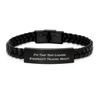 Sexy Logger Gifts from Friends for Men's Graduation Unique Interlaced Leather Braces with Quotes 'I'm That Sexy Logger Everybody's Talking About.' - Logger's Proud