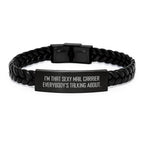 Sexy Mail Carrier Gifts from Family Men, Funny Inspirational Quote Interlaced Leather Bracelet for Christmas Unique Gifts