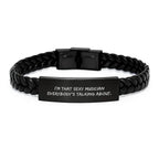 Funny Musician Gifts from Friends Christmas Unique Interlaced Leather Bracelet, Sexy Musician Quote Engraved Stainless Steel for Men