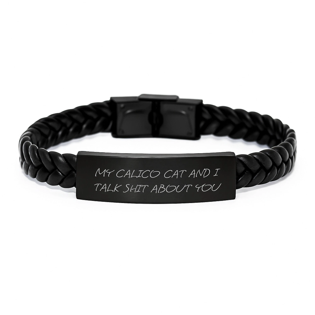 Calico Cat Funny Quotes Interlaced Leather Bracelet Gifts from Family for Women - Mother's Day Unique Style - Image 1