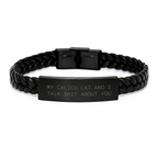 Unique Calico Cat Interlaced Leather Bracelet - Funny Quote Gifts from Men to Women and Calico Cat Lovers on Mother's Day - Image 1