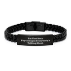 Funny Gifts from Men to Psychologist Friends with Interlaced Leather Bracelet, Sexy Quote, Christmas Unique Presents