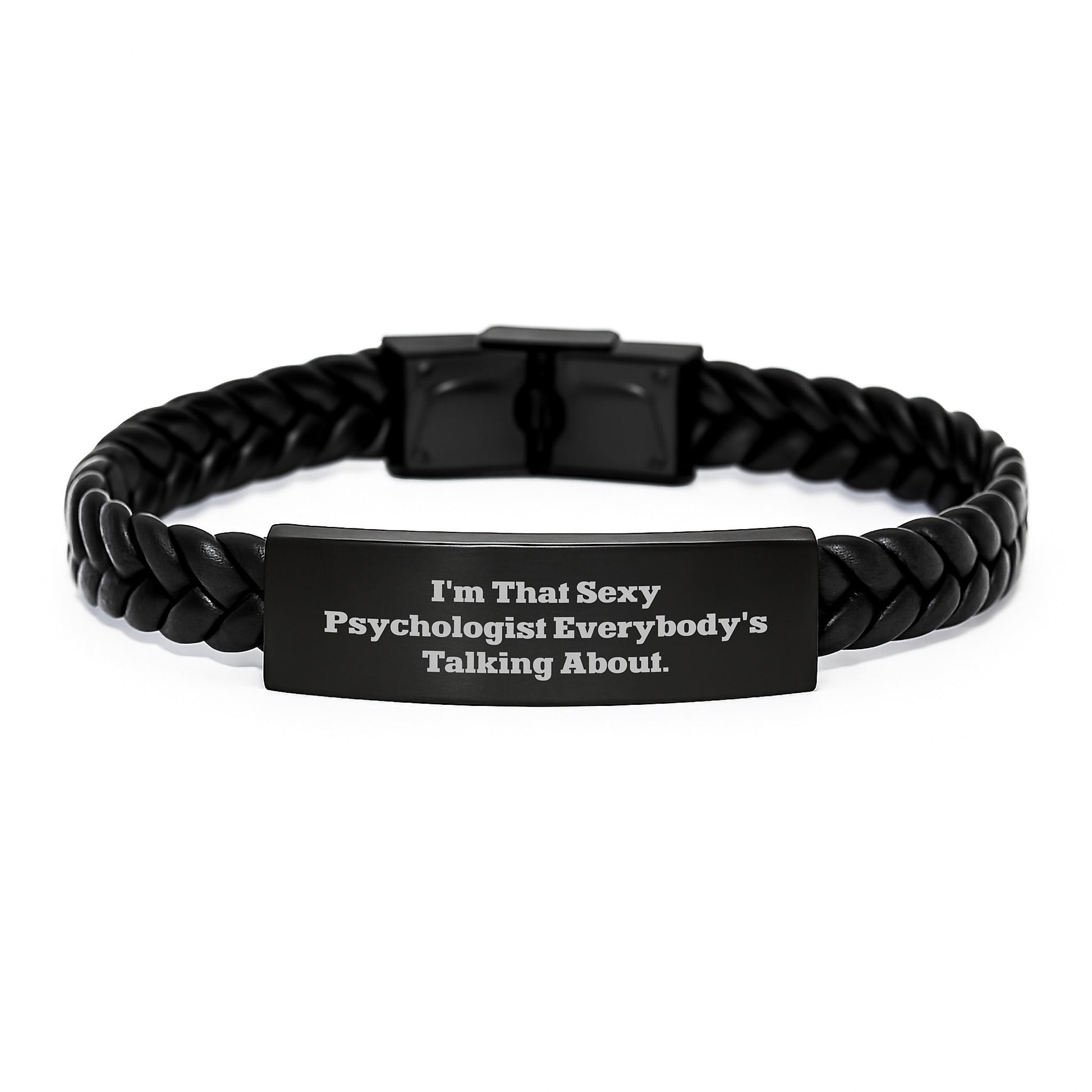 Funny Gifts from Men to Psychologist Friends with Interlaced Leather Bracelet, Sexy Quote, Christmas Unique Presents - Image 1