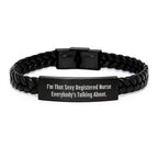 Sexy Registered Nurse Quote Interlaced Leather Bracelet, Gifts from Friends to Registered Nurse, Unique Graduation Gifts