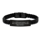 Funny Analyst Gifts for Her, I'm A Tattooed Analyst. Just Like A Normal Analyst Except Much Hotter.+, Birthday Unique Gifts from Friends to Coworkers, Interlaced Leather Bracelet for Men and Women