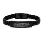 Funny Dental Hygienist Gifts for Men, 'I'm A Tattooed Dental Hygienist', Interlaced Leather Bracelet, Christmas Unique Gifts from Friends