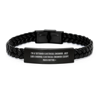 Funny Electrical Engineer Gifts for Men, Birthday Unique Gifts from Friends, Interlaced Leather Bracelet for Electrical Engineer - Image 1