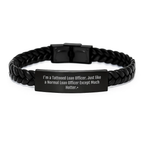 Funny Loan Officer Gifts for Men, Birthday Unique Presents from Husband to Husband, Interlaced Leather Bracelet with Engraved Stainless Steel for Hot Loan Officers - Image 1