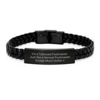 Funny Postmaster Gifts from Friends for Men, Unique Christmas Unique Postmaster Interlaced Leather Bracelet for Men, Hot Gifts for Men