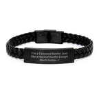 Funny Roofer Gifts for Men, Interlaced Leather Bracelet with Stainless Steel and PU Leather, Perfect Christmas Unique Gifts from Friends to Family, I'm A Tattooed Roofer Quote