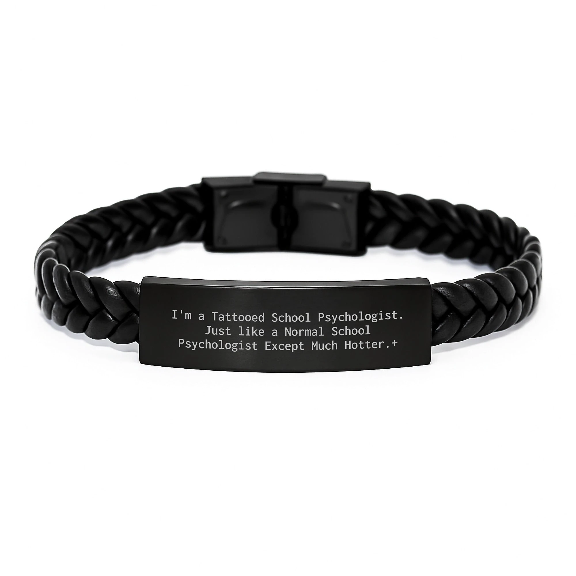 Funny School Psychologist Gifts for Men Interlaced Leather Bracelet Tattooed School Psychologist Hotter Christmas Unique Presents from Friends