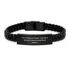 Trainer Gifts from Men, Funny Quote Interlaced Leather Birthday Unique Gift for Him, Unisex Stainless Steel PU Leather, Tattoed Trainer's Unique Present