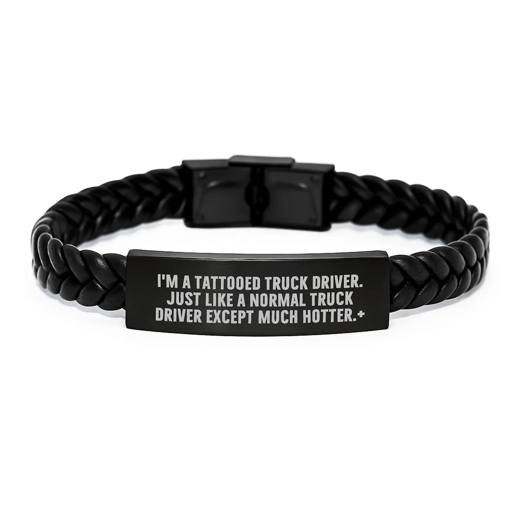 Hotter Than Average Christmas Unique Gifts for Truck Driver Friends, Unique Interlaced Leather Bracelet for Him from Son