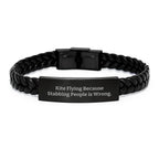 Kite Flying Gifts - Funny Quote Interlaced Leather Bracelet for Men, Women, Friends, Coworkers, Family - Birthday Unique Presents
