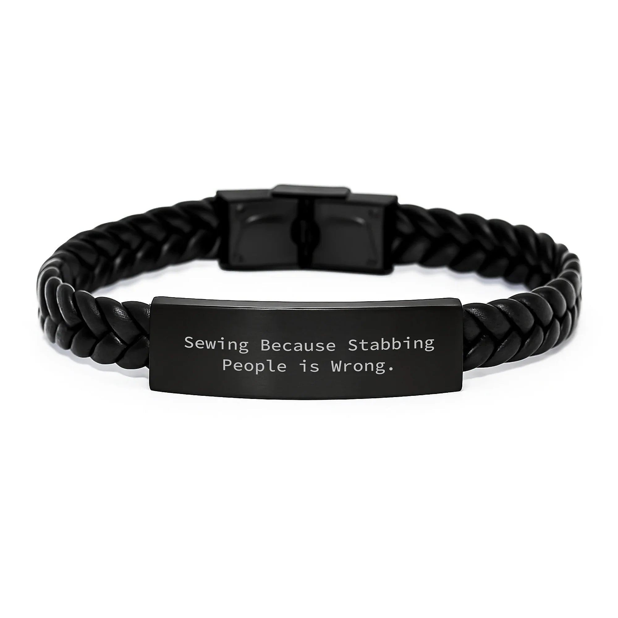 Sewing Funny Interlaced Leather Bracelets Gifts from Friends to Sewing Enthusiasts, Birthday Unique Gifts for Her, Him, or Coworkers, Sewing Because Stabbing People Is Wrong.