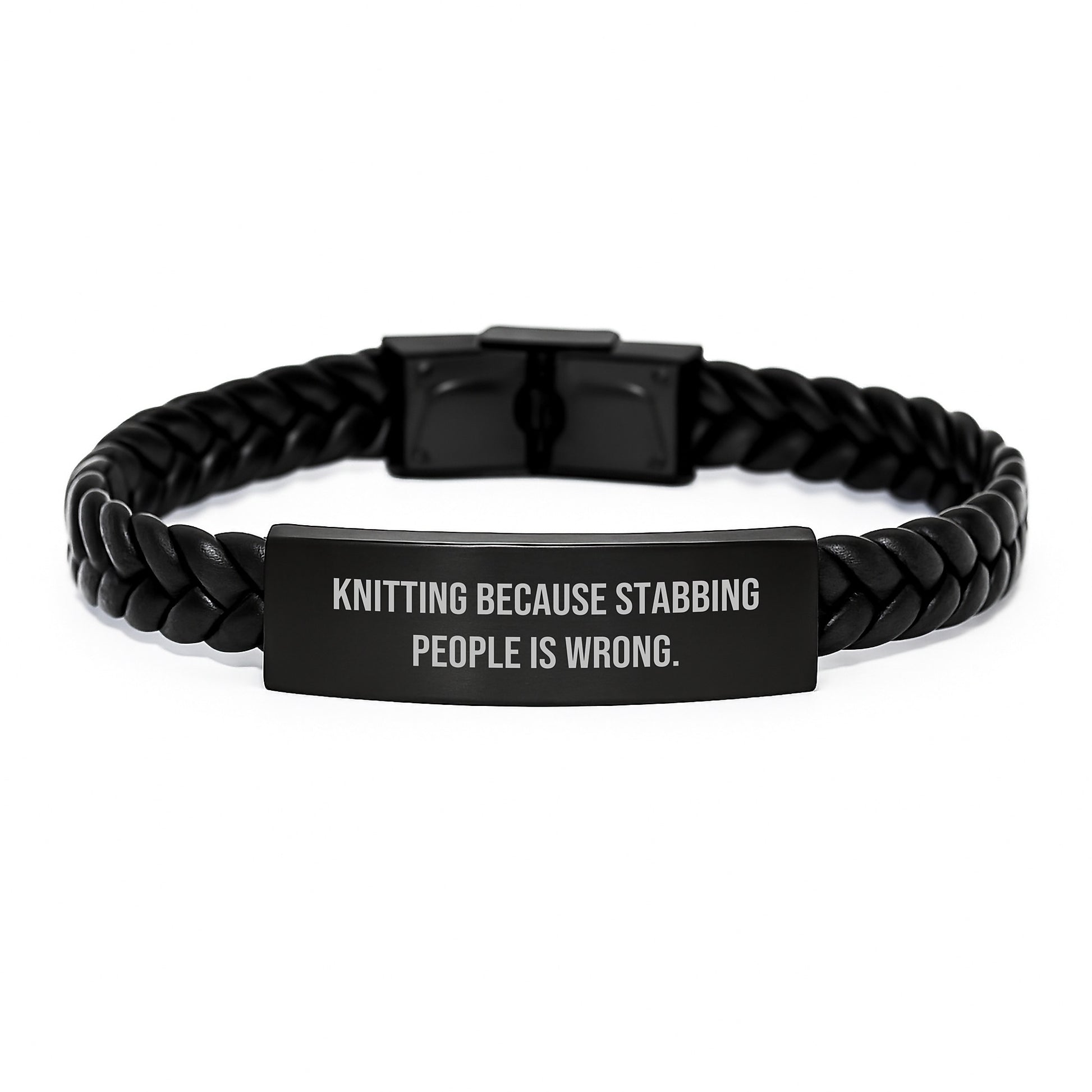 Knitting Inspiration Gifts from Family to Knitting Enthusiasts, Funny Interlaced Leather Bracelet, 7.87 inches, Graduation Unique Gifts - Image 1