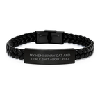 Funny Hemingway Cat Interlaced Leather Bracelet Gifts from Friends for Men - Image 1