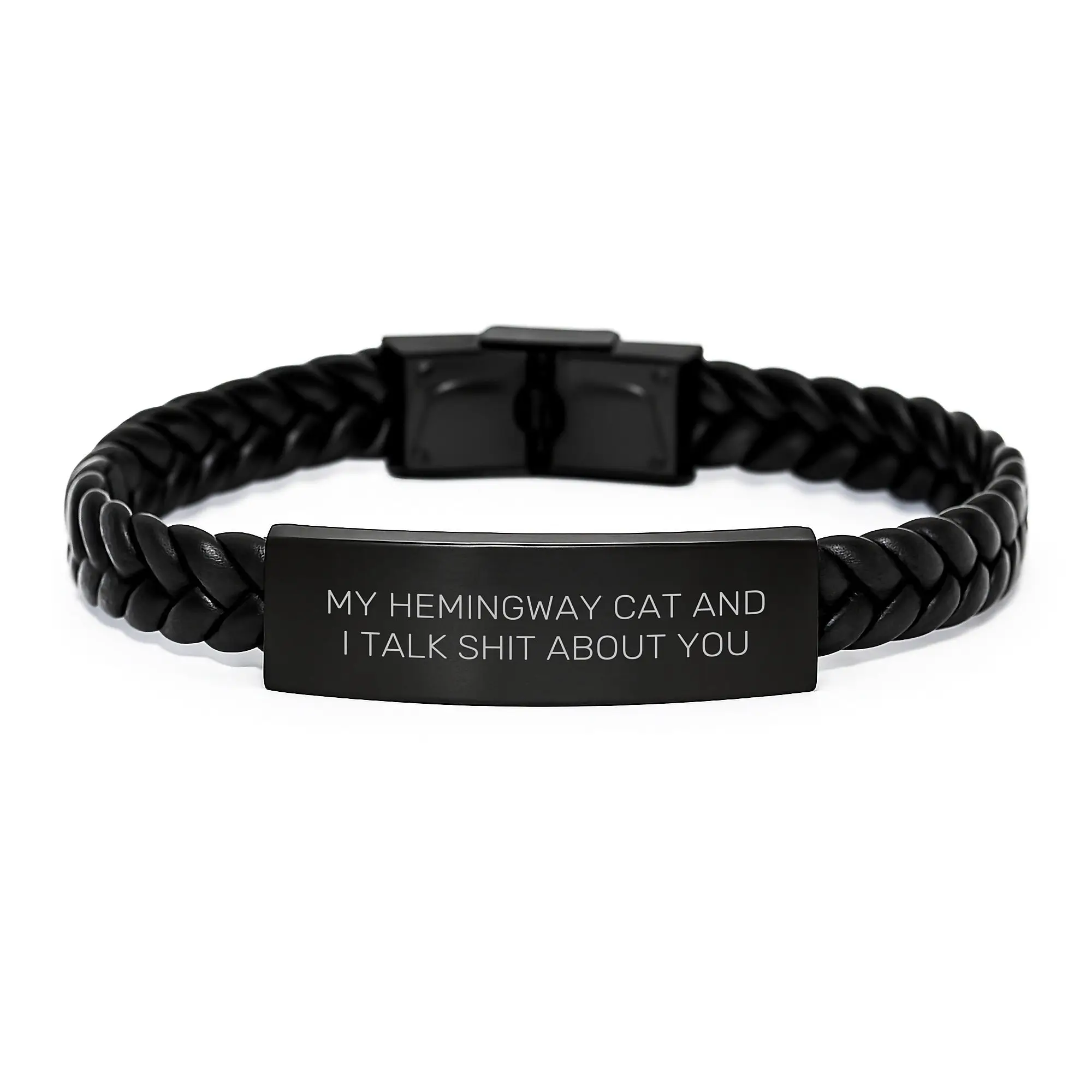 Funny Hemingway Cat Interlaced Leather Bracelet Gifts from Friends for Men - Image 1