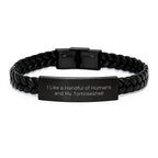Tortoiseshell Cat Lover Gifts from Men for Women, Funny Interlaced Leather Bracelet, Handmade Christmas Unique Presents