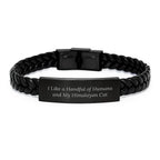Funny Himalayan Cat Gifts for Men - I Like A Handful Of Humans And My Himalayan Cat Christmas Unique Leather Bracelet Gifts from Friends