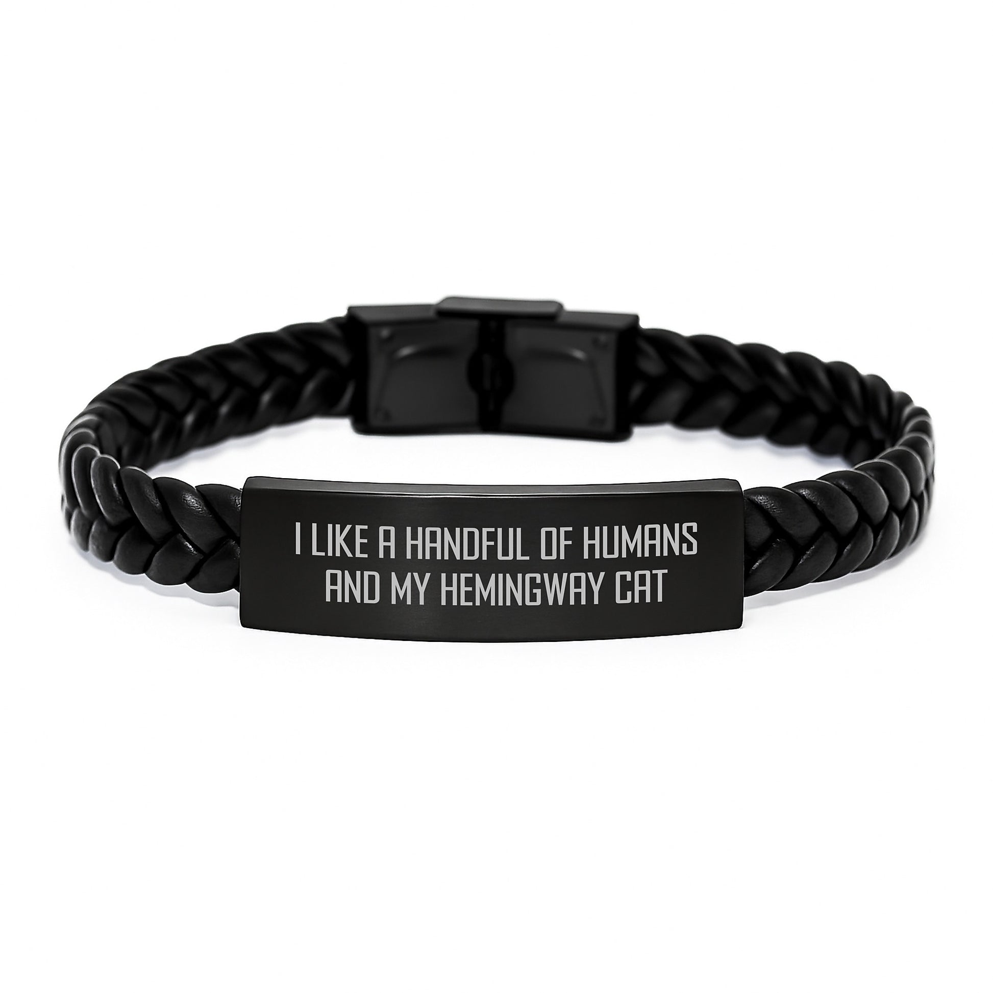 Hemingway Cat Gifts Funny Quote Interlaced Leather Bracelet Birthday Presents for Men and Women from Friends Family - Image 1