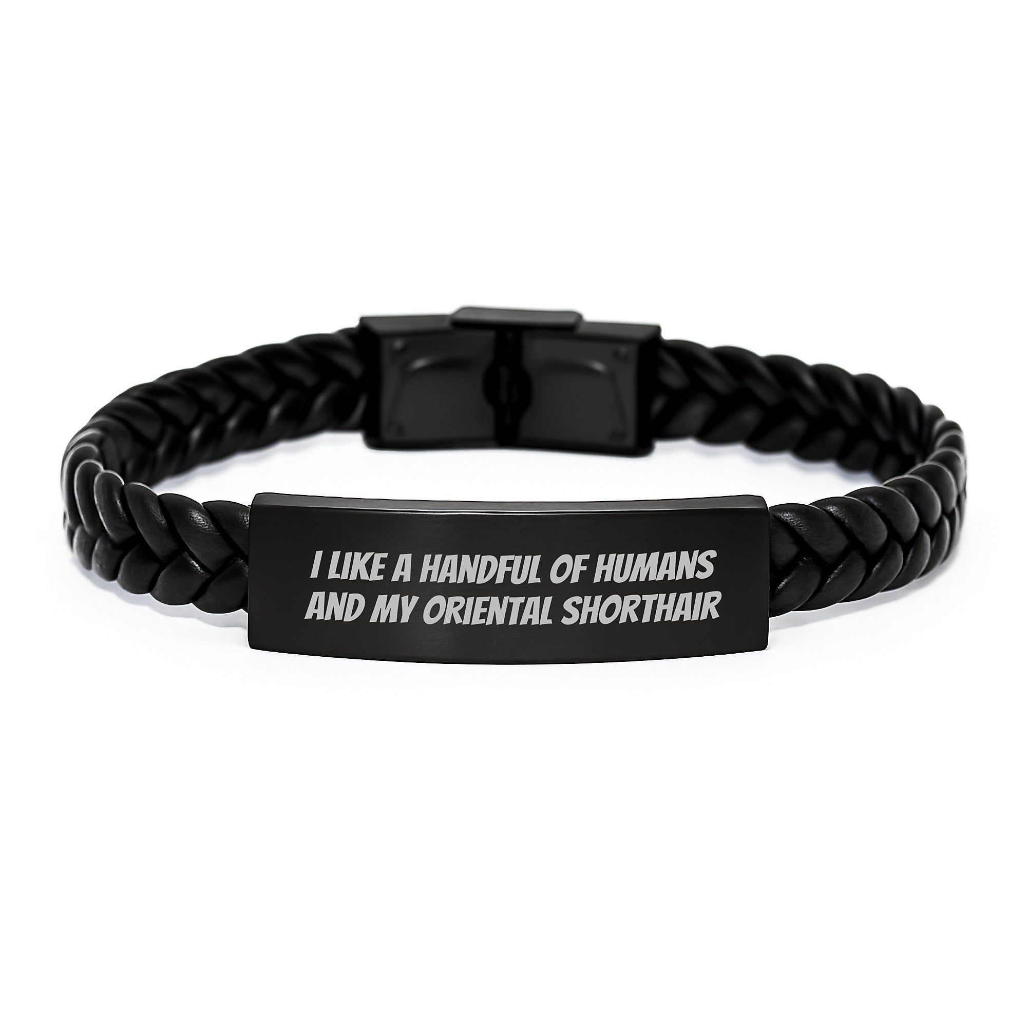 Oriental Shorthair Cat Lovers Funny Quote Interlaced Leather Bracelet Gifts from Men to Oriental Shorthair Cat on Birthday, Cute and Inspirational - Image 1