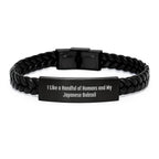 Funny Japanese Bobtail Cat Lover Gifts for Men from Friends, Unique Interlaced Leather Bracelet for Men with Japanese Bobtail Cat Quote, Christmas Unique Gifts