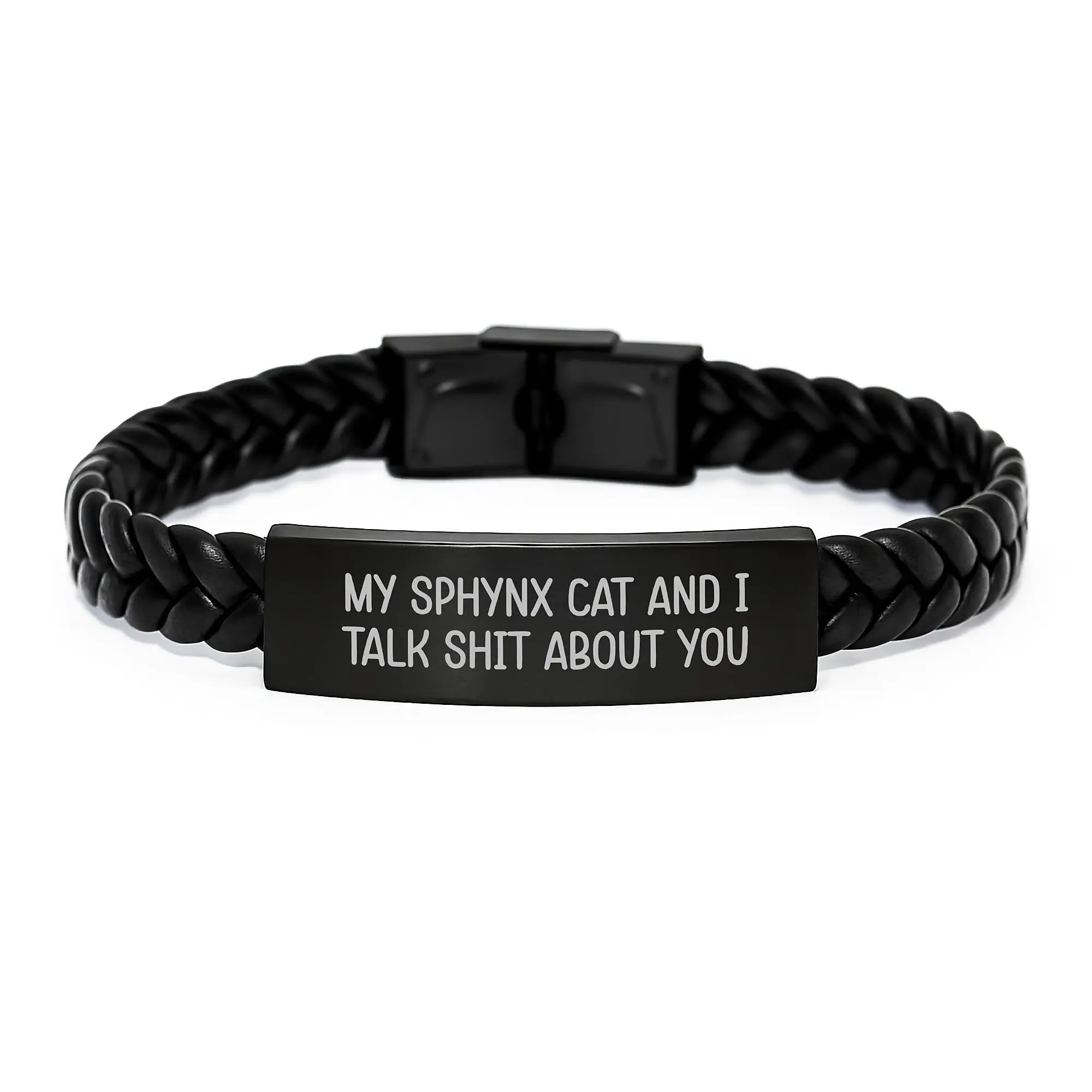 Funny Sphynx Cat Interlaced Leather Bracelet Gifts for Men Graduation Unique Gifts from Friends - Image 1
