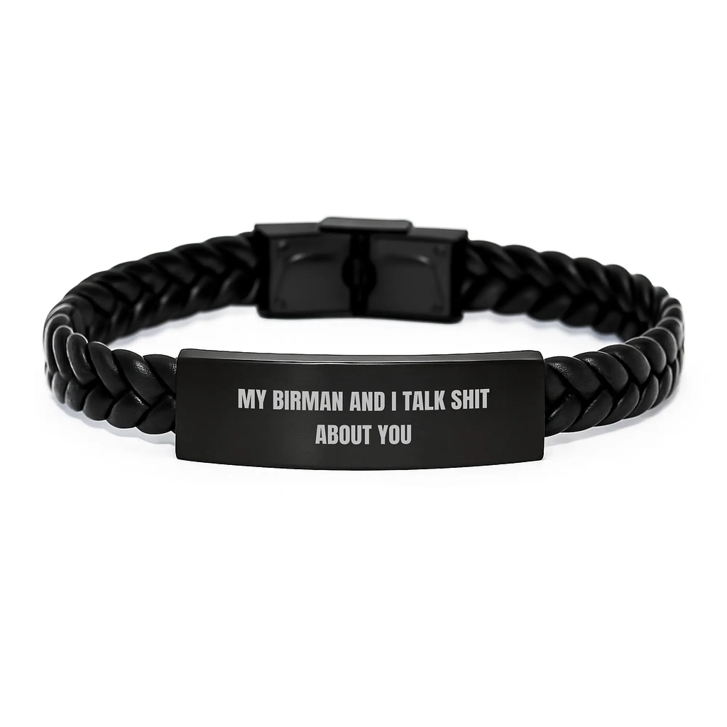 Funny Birman Cat Gifts for Men - My Birman And I Talk Shit About You Interlaced Leather Bracelet, Unique Father's Day Unique Gifts from Family to Dad - Image 1