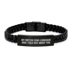 Funny British Semi-Longhair Cat Interlaced Leather Bracelet, Gifts from Friends, Graduation Unique Gifts for British Semi-Longhair Cat Lovers, My British Semi-longhair And I Talk Shit About You - Image 1