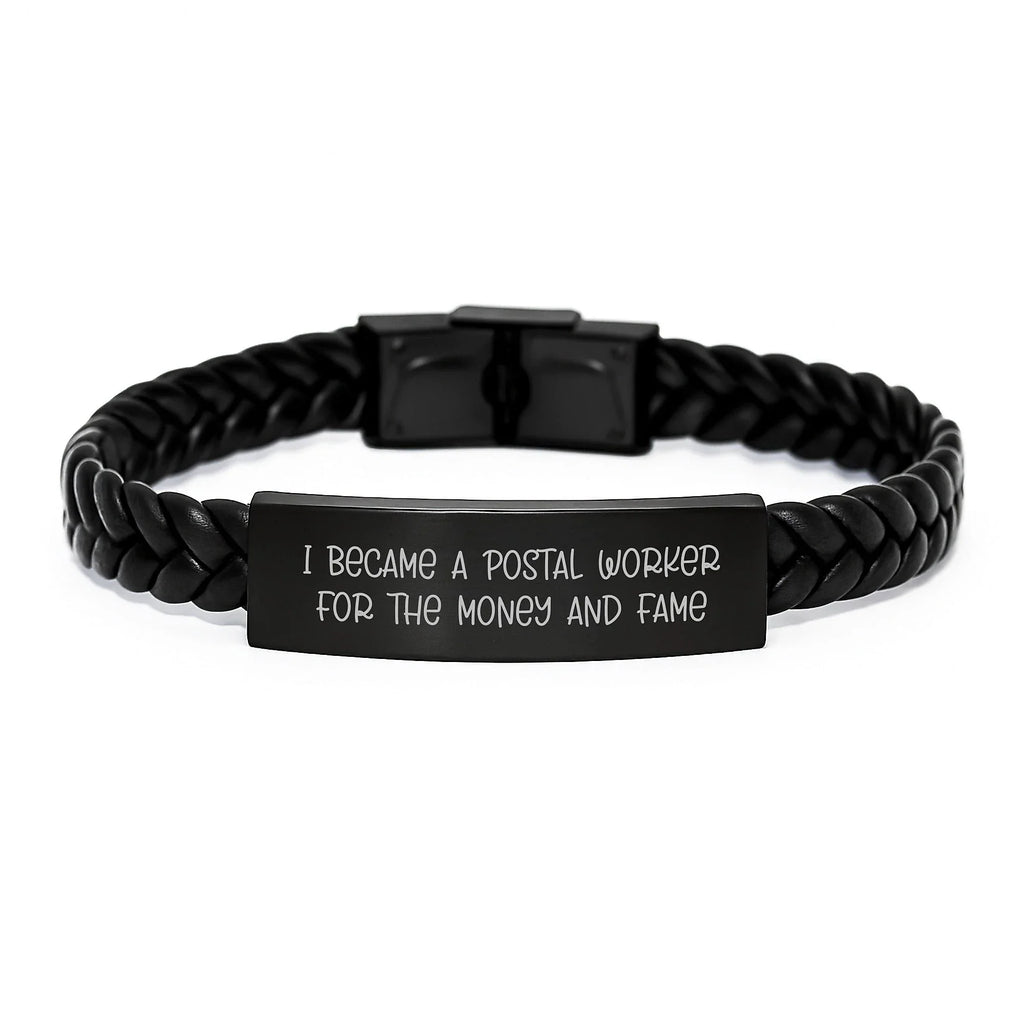 Funny Postal Worker Gifts from Friends, Birthday Unique Gifts for Postal Worker, Interlaced Leather Bracelet