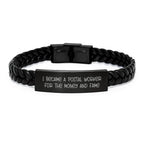 Funny Postal Worker Gifts from Friends, Birthday Unique Gifts for Postal Worker, Interlaced Leather Bracelet
