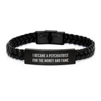Funny Quote Psychiatrist Gift from Men to Friends Interlaced Leather Bracelet for Christmas Unique Presents