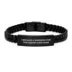 Funny Quote Gifts for Surgeons Men, Christmas Unique Leather Cuff for Surgeon Colleagues Friends, Interlaced Leather Bracelet for Surgeon