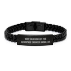 Aerospace Engineer Gifts: Funny Keep Calm Interlaced Leather Bracelet for Birthday from Friends, Unique Men's Accessories, Gifts for Aerospace Engineer, Perfect Birthday Present